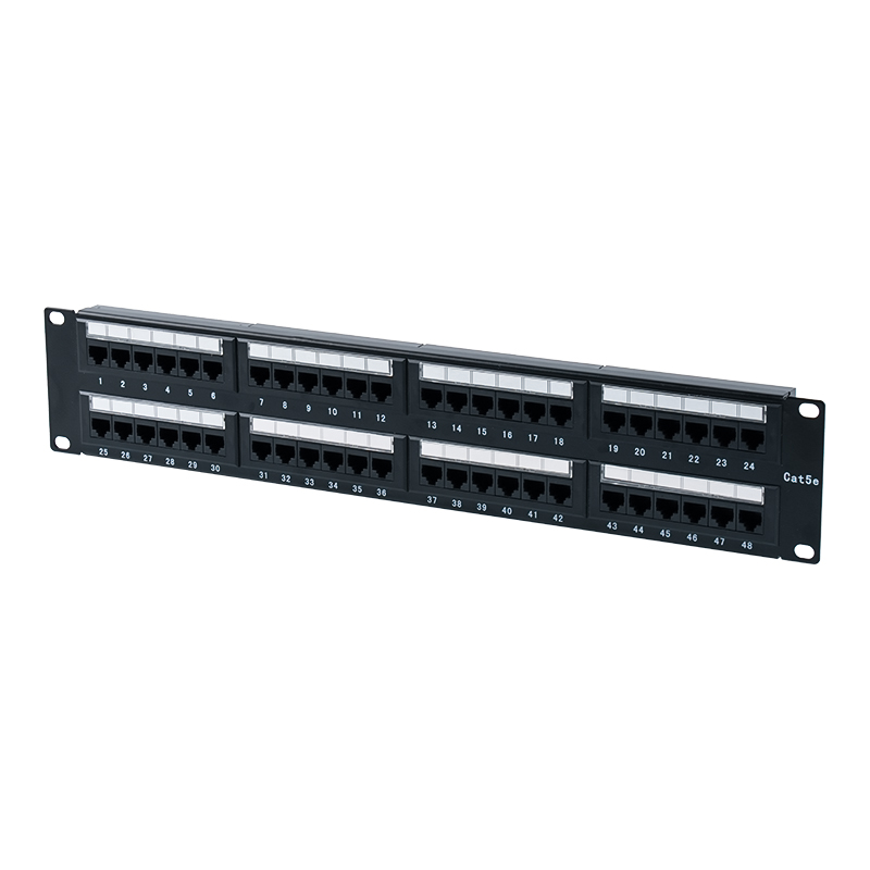 Nieekranowany 48-portowy panel krosowy Cat5e 19 cali 2U (dwufunkcyjny IDC; z plastikową wkładką kartonową) SP-3204D48-C5E