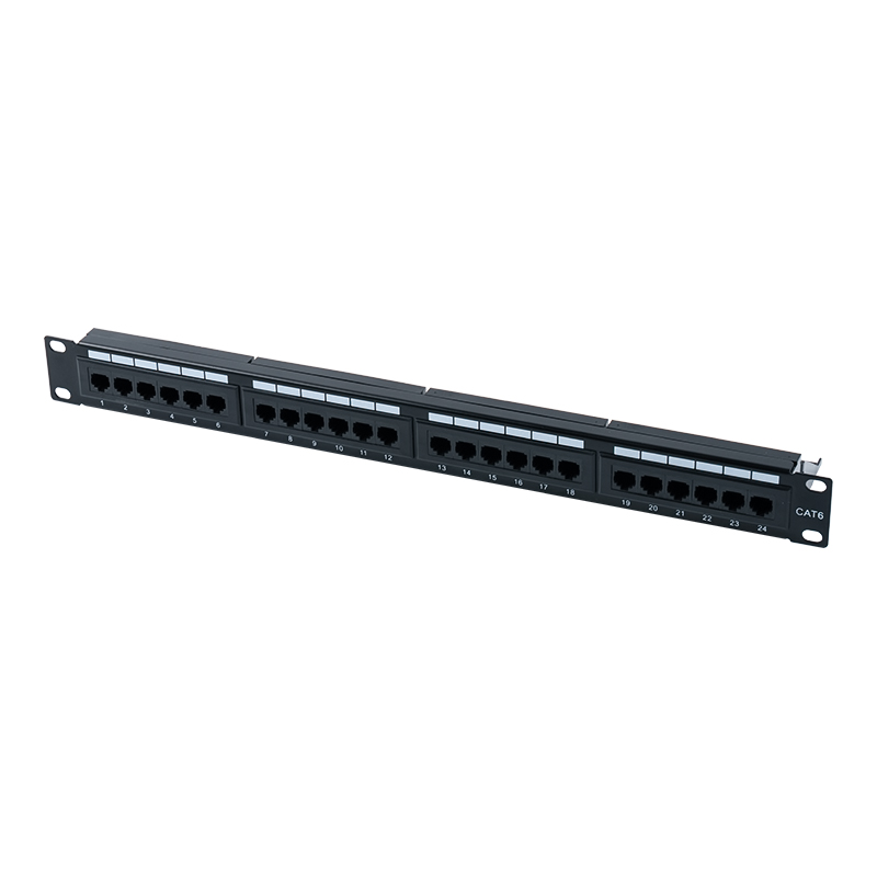 Nieekranowany, 24-portowy panel krosowy Cat6e 19 cali 1U (dwufunkcyjny IDC) SP-3310D24-C6A