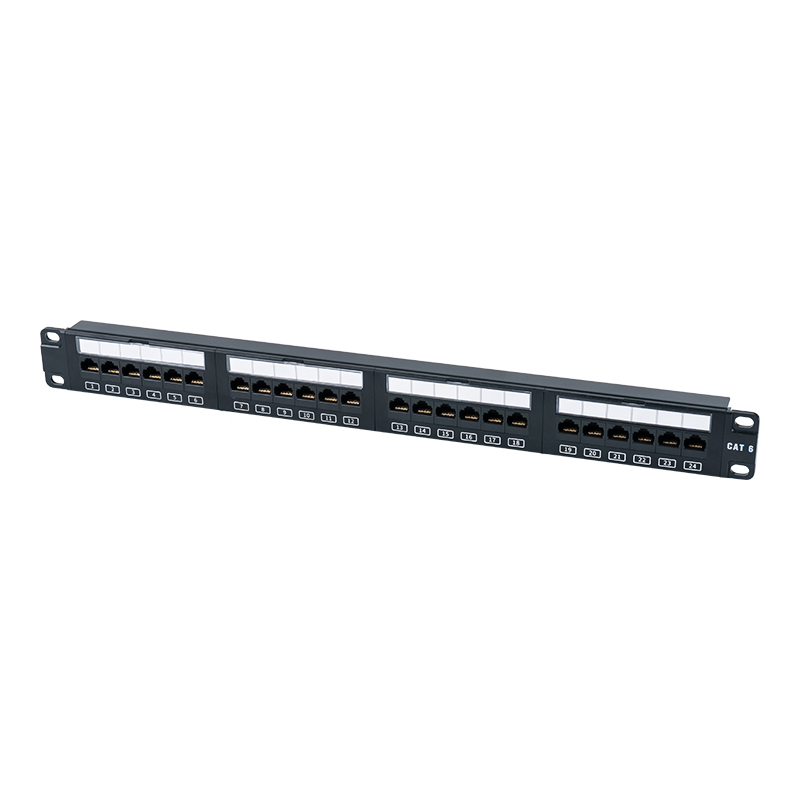 C6 19-calowy nieekranowany panel krosowy 1U z 24 portami (plastikowe okienko z klapką) SP-3411D24-C6
